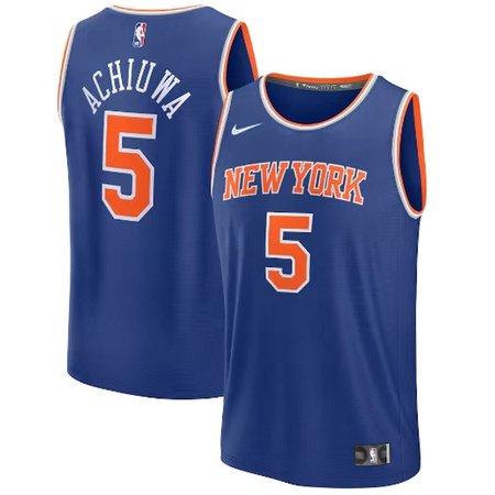 Men's New York Knicks #5 Precious Achiuwa Blue Association Edition Stitched Basketball Jersey