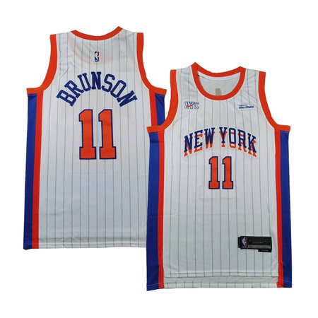Men's New York Knicks #11 Jalen Brunson White Stitched Basketball Jersey