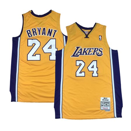 Men's Los Angeles Lakers #24 Kobe Bryant Yellow Stitched Basketball Jersey