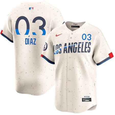 Men's Los Angeles Dodgers #3 Edwin Diaz Cream 2024 City Connect Limited Player Jersey