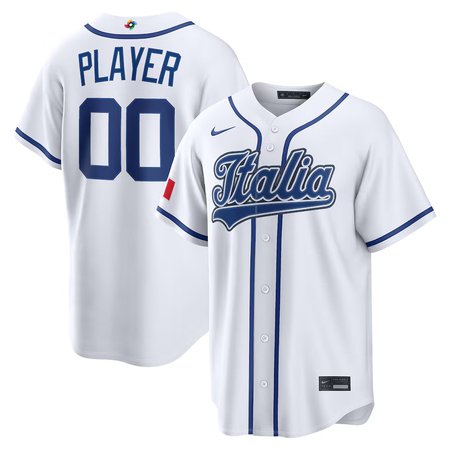 Men's Italy Baseball Custom Nike White 2026 World Baseball Classic Home Jersey