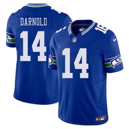 Men's Seattle Seahawks #14 Sam Darnold Royal 2024 F.U.S.E Vapor Limited Stitched Football Jersey