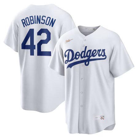 Men's Brooklyn Dodgers #42 Jackie Robinson White Home Cooperstown Collection Player Jersey