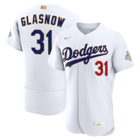 Men's Los Angeles Dodgers #31 Tyler Glasnow Nike White 2026 Gold Collection Authentic Jersey