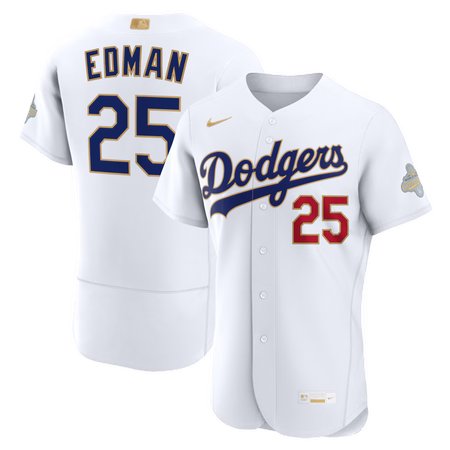 Men's Los Angeles Dodgers #25 Tommy Edman Nike White 2026 Gold Collection Authentic Jersey