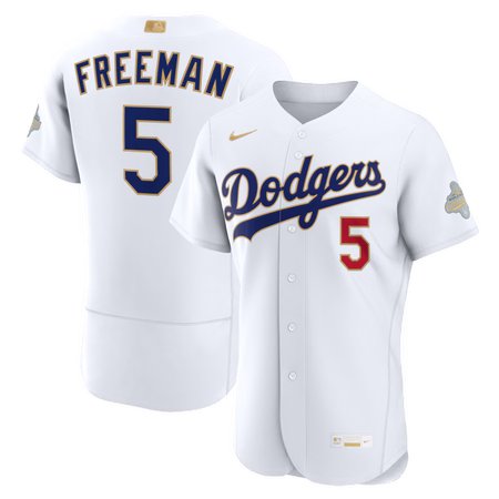 Men's Los Angeles Dodgers #5 Freddie Freeman Nike White 2026 Gold Collection Authentic Jersey