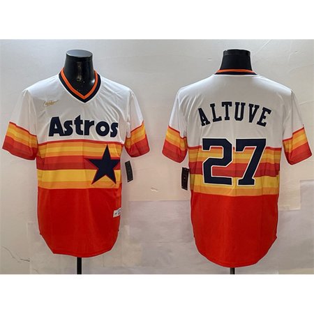Youth Houston Astros #27 Jose Altuve Orange Rainbow Cool Base Stitched Jersey