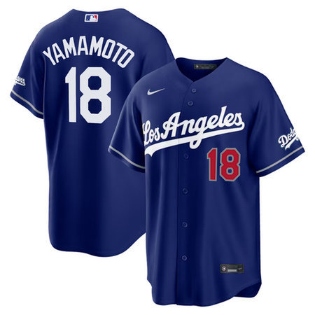Men's Los Angeles Dodgers #18 Yoshinobu Yamamoto Nike Royal Alternate Stadium Jersey