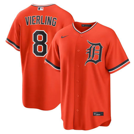 Youth Detroit Tigers #8 Matt Vierling Orange Cool Base Stitched Jersey
