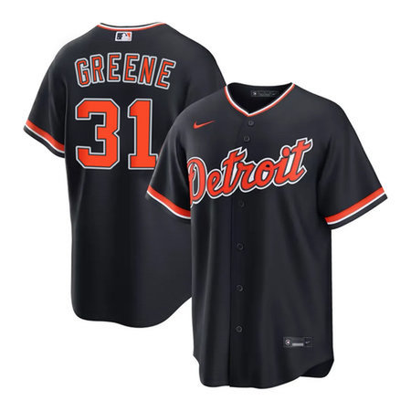 Youth Detroit Tigers #31 Riley Greene Black Cool Base Stitched Jersey