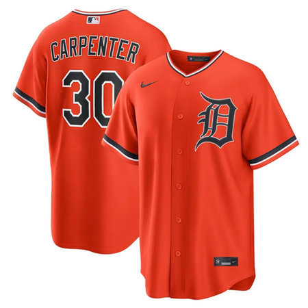 Men's Detroit Tigers #30 Kerry Carpenter Orange Cool Base Stitched Jersey