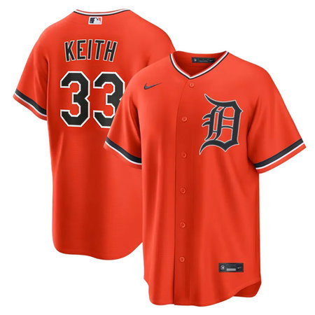 Men's Detroit Tigers #33 Colt Keith Orange Cool Base Stitched Jersey