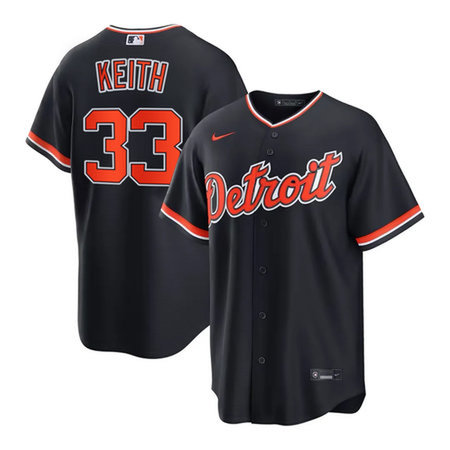 Men's Detroit Tigers #33 Colt Keith Black Cool Base Stitched Jersey