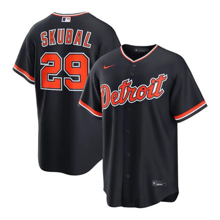 Youth Detroit Tigers #29 Tarik Skubal Black Cool Base Stitched Jersey