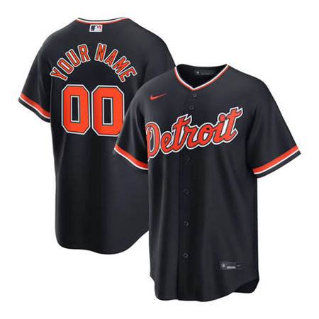 Men's Detroit Tigers Black Cool Base Stitched Custom Jersey