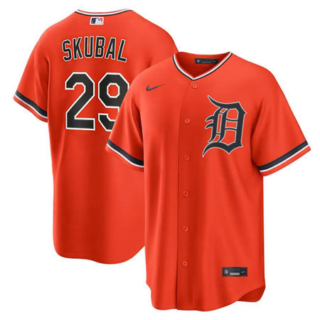 Youth Detroit Tigers #29 Tarik Skubal Orange Cool Base Stitched Jersey