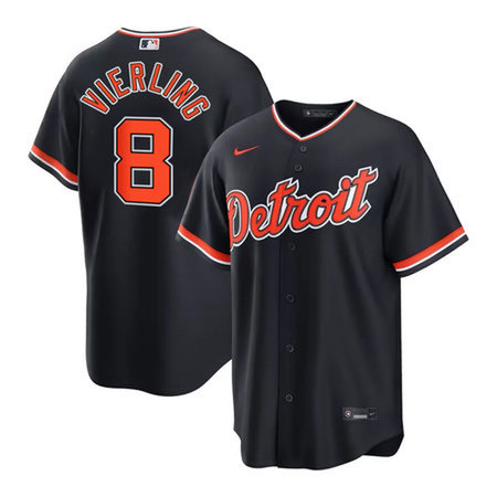 Youth Detroit Tigers #8 Matt Vierling Black Cool Base Stitched Jersey