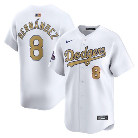 Men's Los Angeles Dodgers #8 Enrique Hernandez White 2025 Gold Collection Limited Jersey