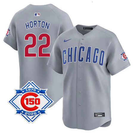Youth Chicago Cubs #22 Cade Horton Grey Nike Road Vapor Limited 150th Anniversary Authentic Lettering Jersey