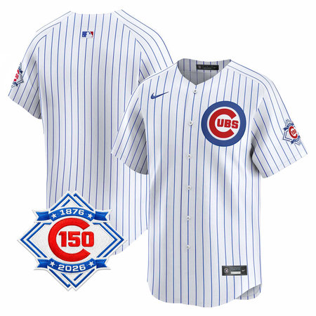 Youth Chicago Cubs White Nike Home Vapor Limited 150th Anniversary Patch Jersey