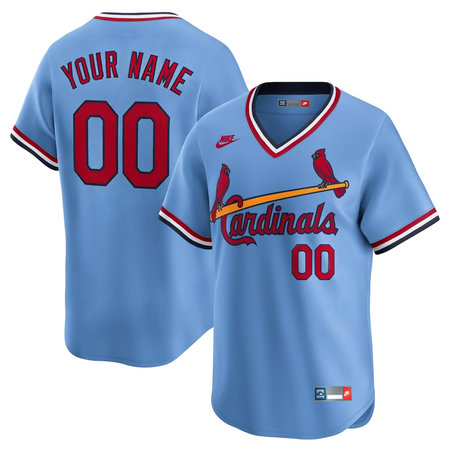 Men's St. Louis Cardinals Nike Light Blue Cooperstown Collection Limited Custom Jersey