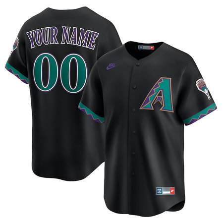 Men's Arizona Diamondbacks Nike Black Throwback Cooperstown Collection Limited Custom Jersey