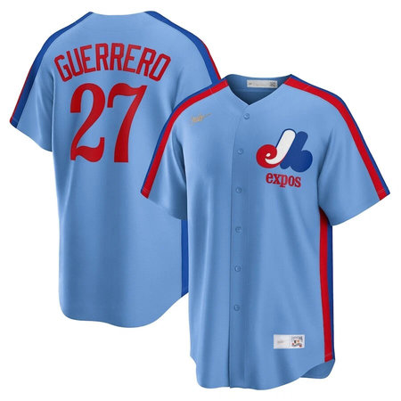 Men's Montreal Expos #27 Vladimir Guerrero Nike Light Blue Road Cooperstown Collection Team Jersey