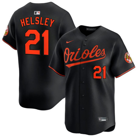 Men's Baltimore Orioles #21 Ryan Helsley Black Cool Base Stitched Baseball Jersey