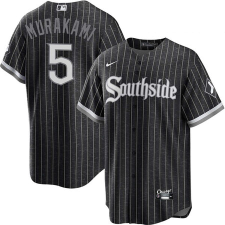 Men's Chicago White Sox #5 Munetaka Murakami Black Alternate Southside Jersey