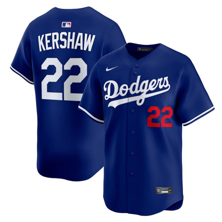 Men's Los Angeles Dodgers #22 Clayton Kershaw Royal Cool Base Jersey