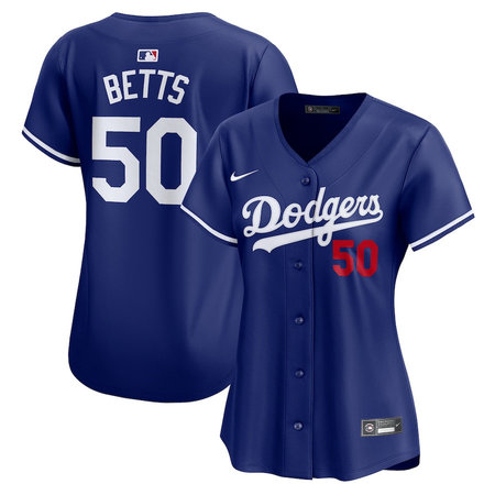Women's Los Angeles Dodgers #50 Mookie Betts Royal Cool Base Jersey