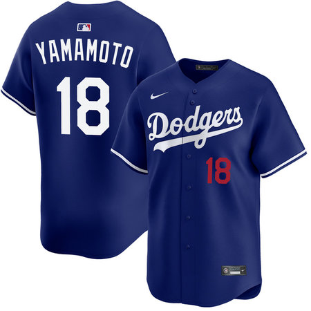 Men's Los Angeles Dodgers #18 Yoshinobu Yamamoto Royal Cool Base Jersey