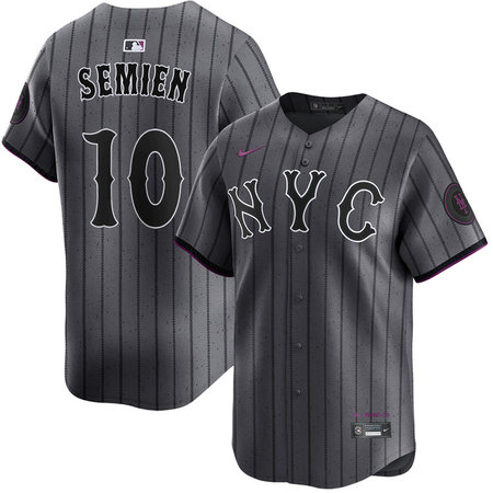 Men's New York Mets #10 Marcus Semien Gray City Connect Limited Jersey