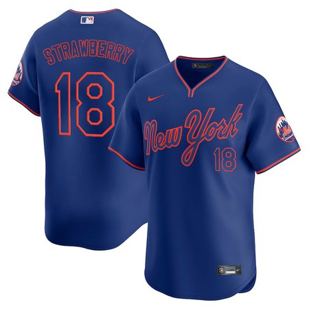 Men's New York Mets #18 Darryl Strawberry Royal Alternate 2025 Limited Stitched Jersey