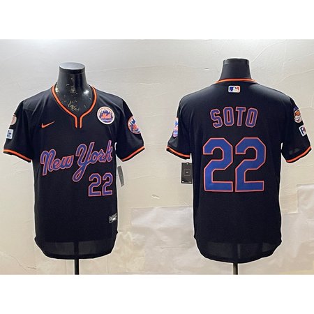 Men's New York Mets #22 Juan Soto Black 2025 Spring Training Stitched Baseball Jersey