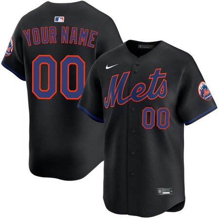 Men's New York Mets Custom Black Alternate 2025 Limited Stitched Jersey
