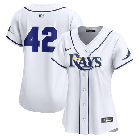 Women's Tampa Bay Rays #42 Jackie Robinson Nike White Home 2025 Jackie Robinson Day Limited Jersey