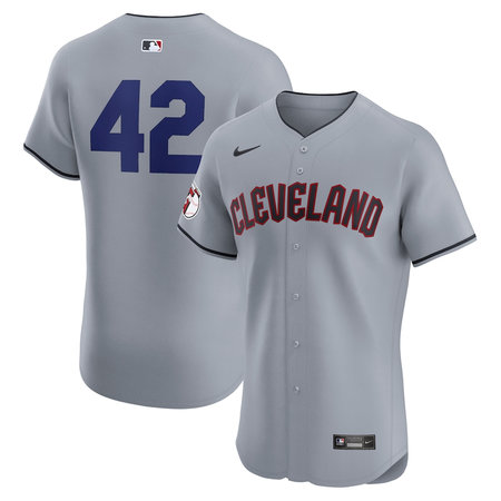 Youth Cleveland Guardians #42 Jackie Robinson Nike Gray Road 2024 Jackie Robinson Day Elite Jersey