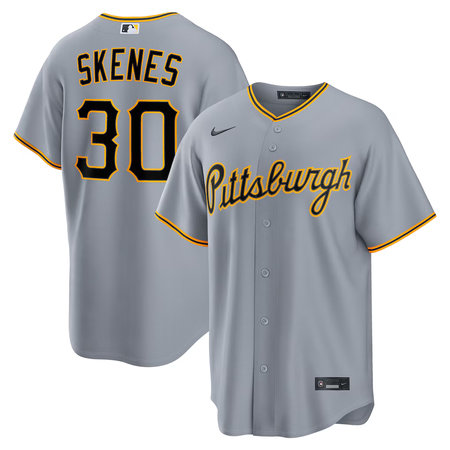 Men's Pittsburgh Pirates #30 Paul Skenes Nike Gray Road Replica Jersey