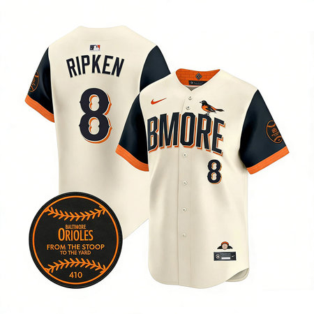 Youth Baltimore Orioles #8 Cal Ripken Jr. Cream 2026 City Connect Stitched Jersey