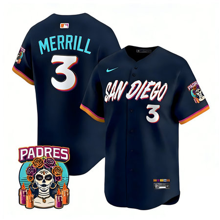 Youth San Diego Padres #3 Jackson Merrill Navy 2026 City Connect Stitched Jersey