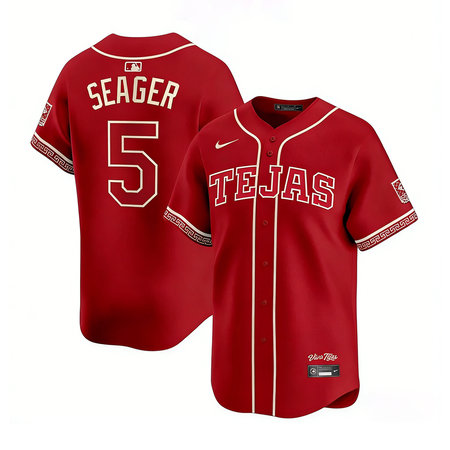 Men's Texas Rangers #5 Corey Seager Red 2026 City Connect Stitched Jersey
