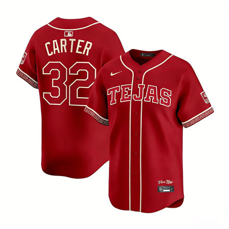 Men's Texas Rangers #32 Evan Carter Red 2026 City Connect Stitched Jersey