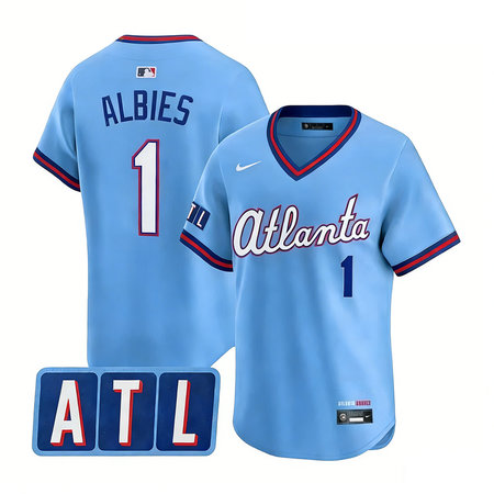 Men's Atlanta Braves #1 Ozzie Albies Powder Blue 2026 City Connect Stitched Jersey