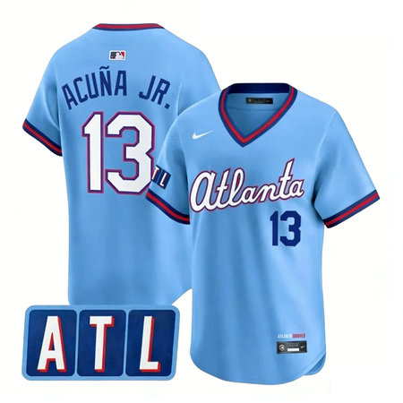 Men's Atlanta Braves #13 Ronald Acuna Jr. Powder Blue 2026 City Connect Stitched Jersey