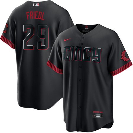Men's Cincinnati Reds #29 TJ Friedl Black City Connect Jersey