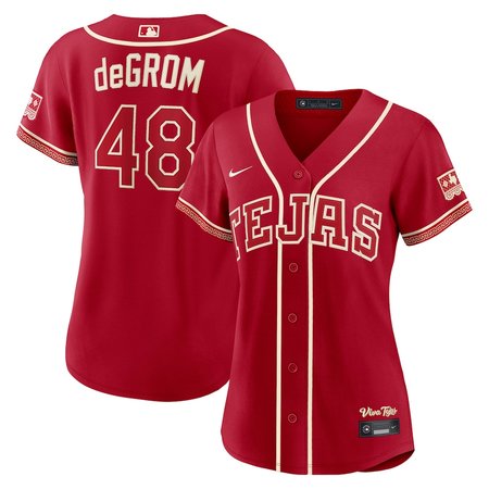 Women's Texas Rangers #48 Jacob deGrom Nike Red 2026 City Connect Stadium Jersey