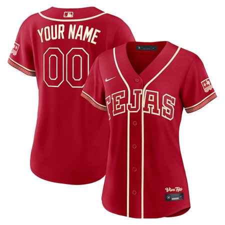 Women's Texas Rangers Nike Red 2026 City Connect Stadium Custom Jersey