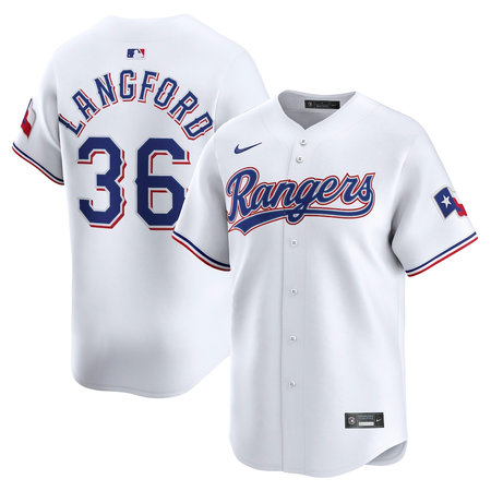 Men's Texas Rangers #36 Wyatt Langford Nike White Home Limited Player Jersey