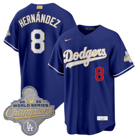 Youth Los Angeles Dodgers #8 Enrique Hernandez Royal 2026 Alternate Gold Collection Stadium Jersey